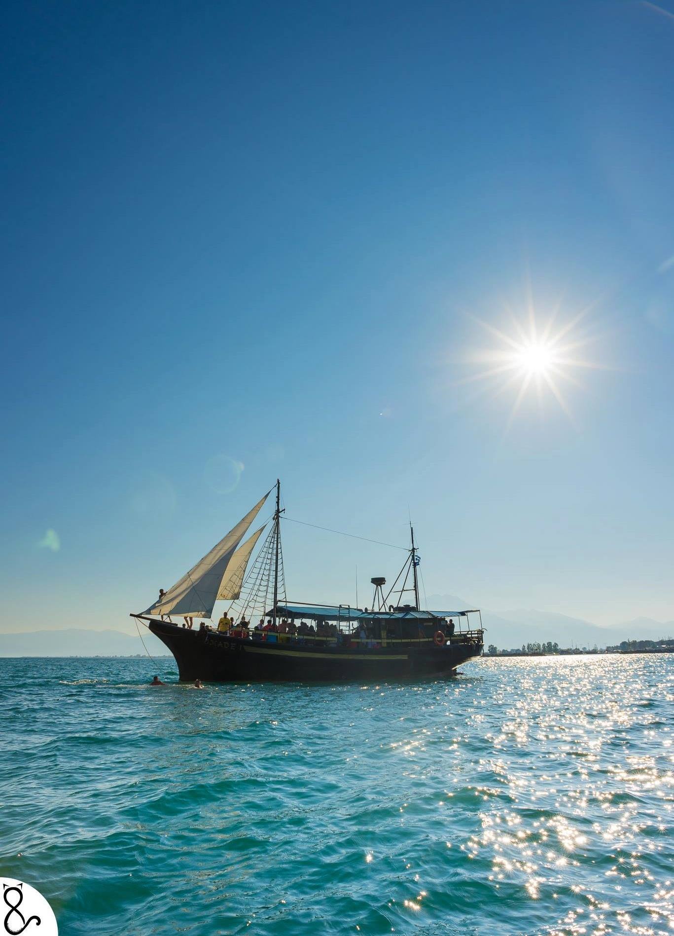 A boat crusing in open sea